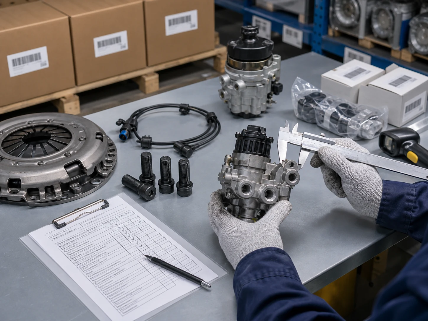 Truck parts inspection and sample confirmation